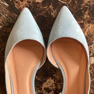 Journee Light Blue Faux Suede Ester Flat, size 7.5